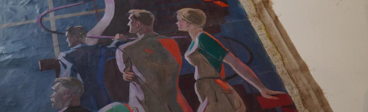 Обложка: В Русском музее отреставрируют монументальное полотно «Покорители космоса» 