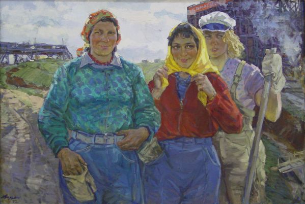 Виктор Куделькин «Красавицы КАМАЗа». Правообладатель: Государственный музей изобразительных искусств Республики Татарстан (Казань).