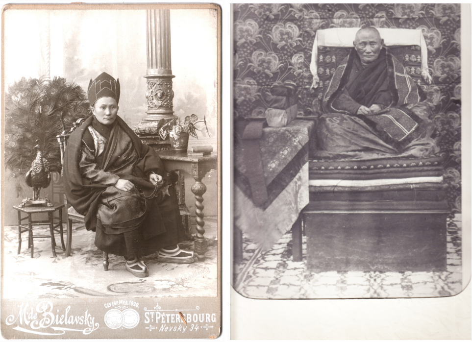 Агван Доржиев в молодости и старости. Правообладатели: Музей-квартира П.К. Козлова (слева), Агинский национальный музей им. Г. Цыбикова (справа), goskatalog.ru.