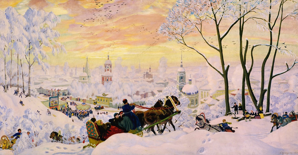 Борис Кустодиев «Масленица» (1916 г.). Правообладатель: Государственный Русский музей. Борис Кустодиев. «Масленица» (1916). Правообладатель: Государственный Русский музей.