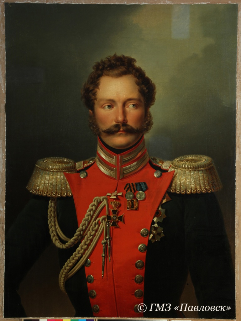 Лицевая сторона картины в процессе утоньшения слоя пожелтевшего лака, в прямом освещении.jpg