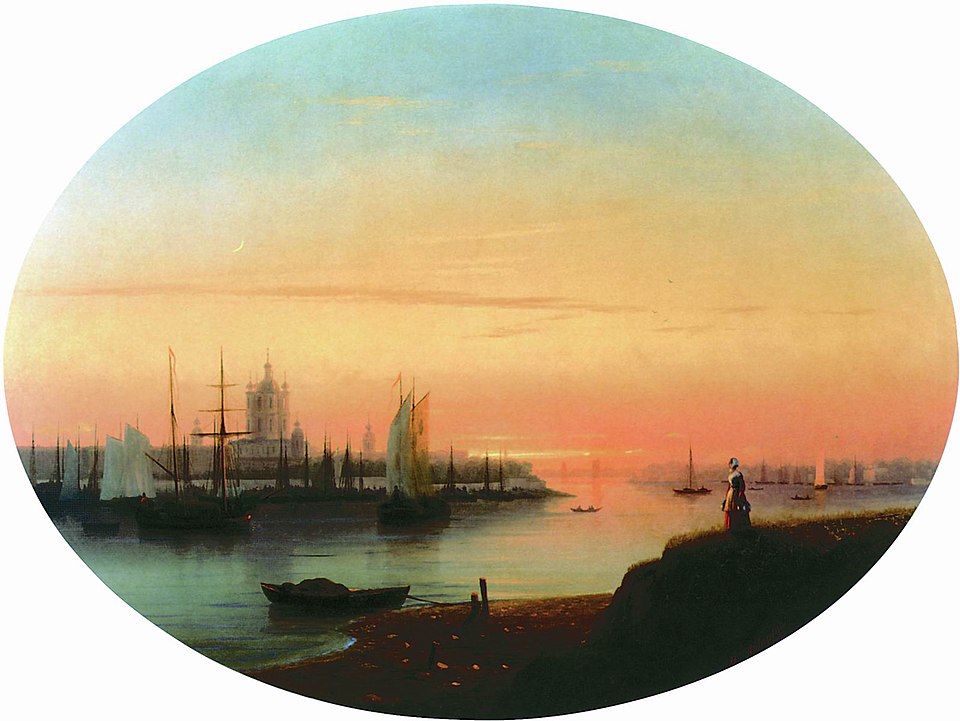 «Смольный монастырь. Закат солнца». 1847 г. / Частные собрания, Н/Д. «Смольный монастырь. Закат солнца». 1847 г. / Частные собрания, Н/Д.