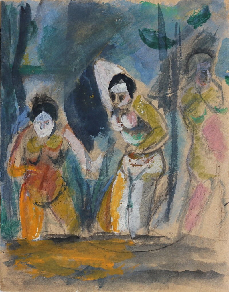 Купание. 1920-30. Бумага, акв, гуашь.