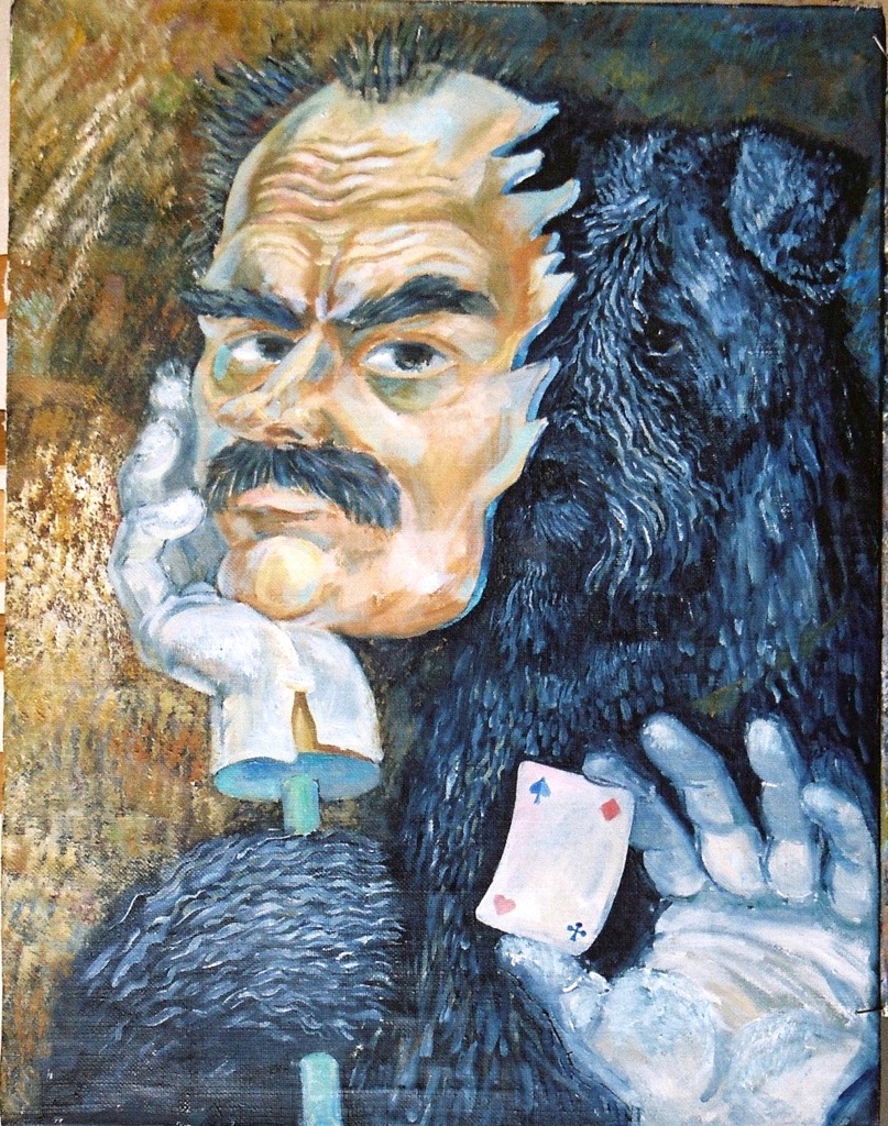 Владимир Верещагин. «Автопортрет Ольби с маской хозяина». 1993 г. Фото: пресс-служба РТОО «СПбСХ». 3. Владимир Верещагин. Автопортрет Ольби с маской хозяина. 1993