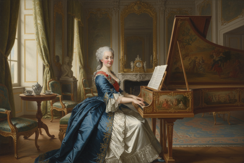 Дашкова за клавесином. Правообладатель: музей «Нарвская застава».