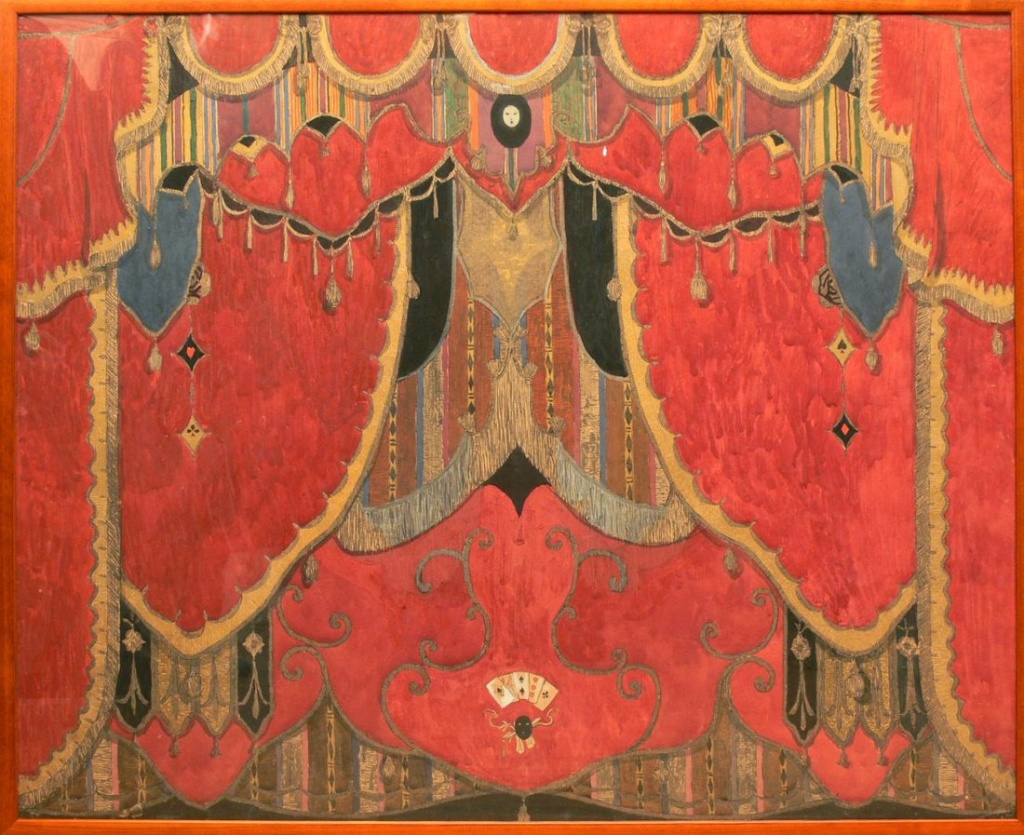 Александр Головин «Маскарад», Главный занавес, 1917 г. Фото: музей имени А. А. Бахрушина, bakhrushinmuseum.ru.
