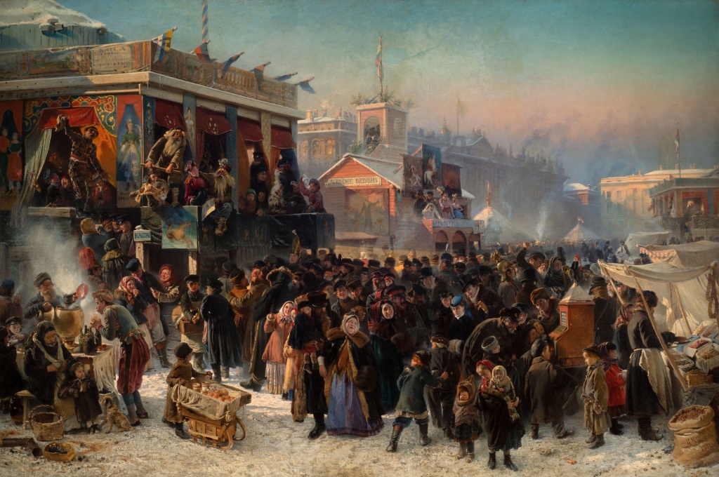 Маковский К.Е. Народное гулянье во время масленицы на Адмиралтейской площади в Петербурге. 1869.