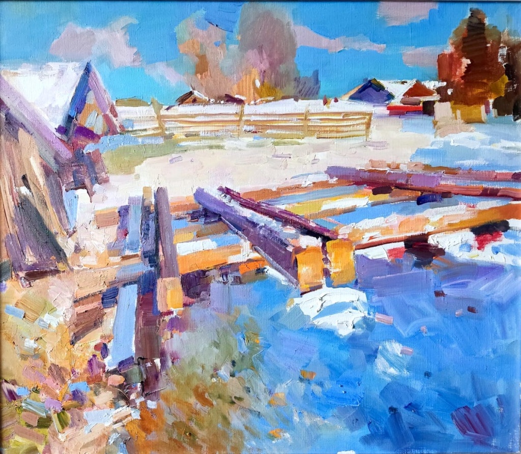 Ярослав Савиных «Зимнее солнце». (2023 г.). Фото: пресс-служба СПбСХ. Ярослав Савиных. «Зимнее солнце». (2023). Фото: пресс-служба СПбСХ.