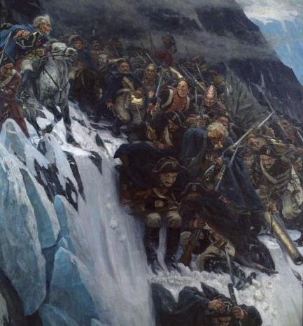 Василий Суриков «Переход Суворова через Альпы», 1899. Русский музей. Источник: rusmuseumvrm.ru. Правообладатель: rusmuseumvrm.ru. Василий Суриков «Переход Суворова через Альпы», 1899. Русский музей. Источник: rusmuseumvrm.ru. Правообладатель: rusmuseumvrm.ru.