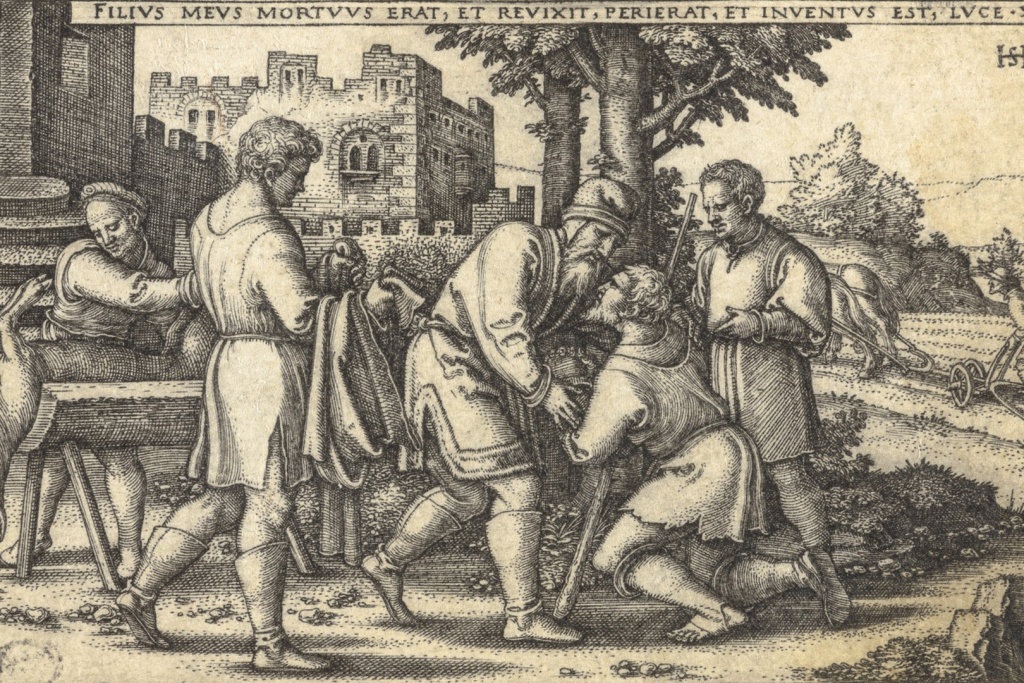 Зебальд Бехам. Возвращение блудного сына Лист из серии «Притча о блудном сыне». 1540 год.