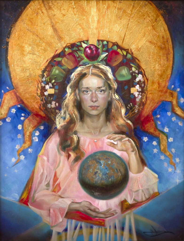 Константин Алексеев. «Гея», 2018. Гея — древнегреческая богиня Земли. Согласно мифам, она произвела на свет небо Уран, от которого затем родила все живое. Фото: пресс-служба Санкт-Петербургского союза художников. Константин Алексеев. «Гея», 2018. Фото: пресс-служба Санкт-Петербургского союза художников.