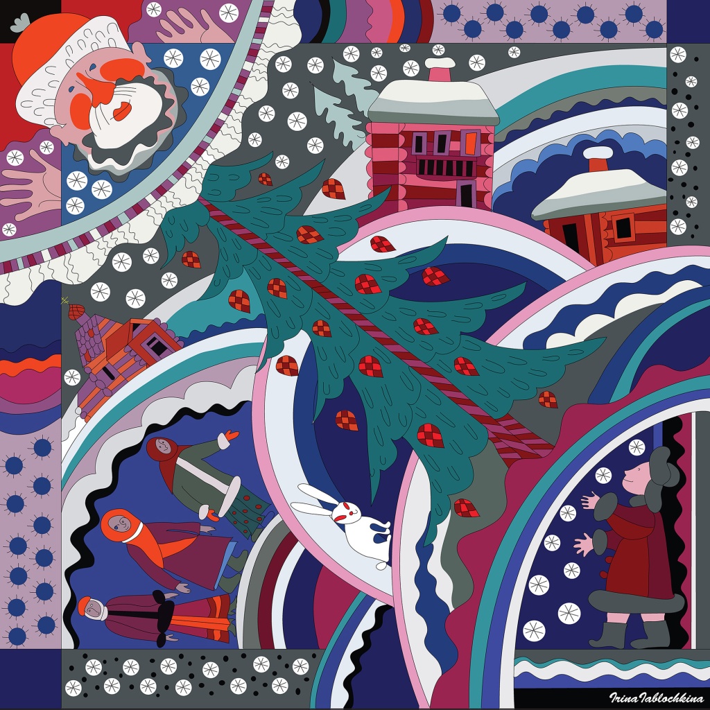 24_ Ирина Яблочкина. Серия декоративных платков %U00ABЗимние праздники%U00BB. 1996-2020.jpg