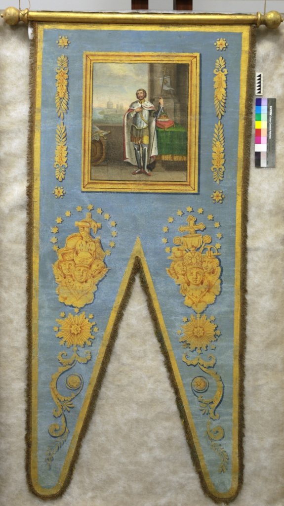 Хоругвь с живописным изображением святого Александра Невского (нач. ХIХ в.). После реставрации.