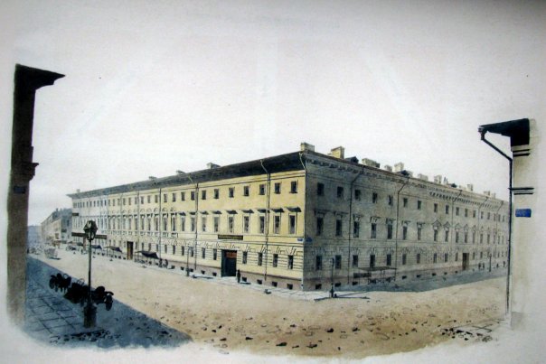 Вид ордонансгауза из акварельной серии Фёдора Баганца. 1862. Правообладатель: Государственный Русский музей. Вид ордонансгауза из акварельной серии Федора Баганца. 1862. Правообладатель: Государственный Русский музей.