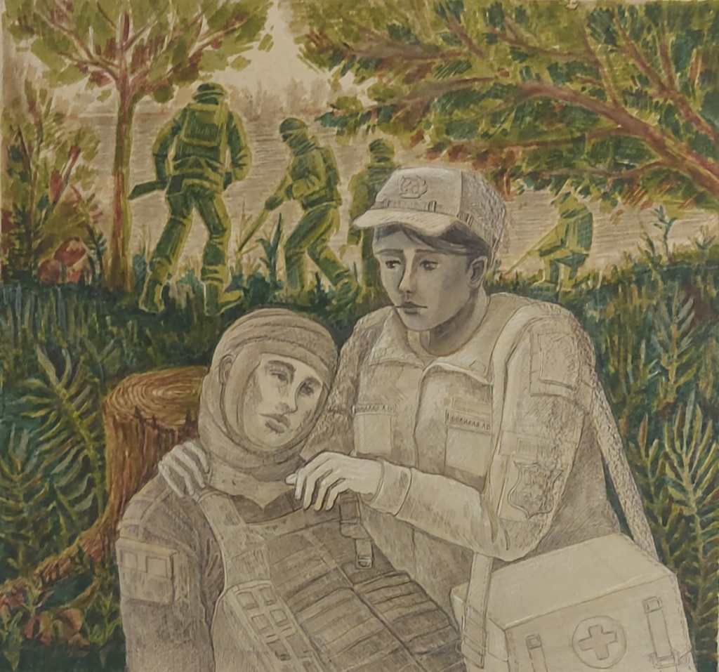 Павел Поспелов «Портрет Героя России, медицинской сестры Болила Л.В.».