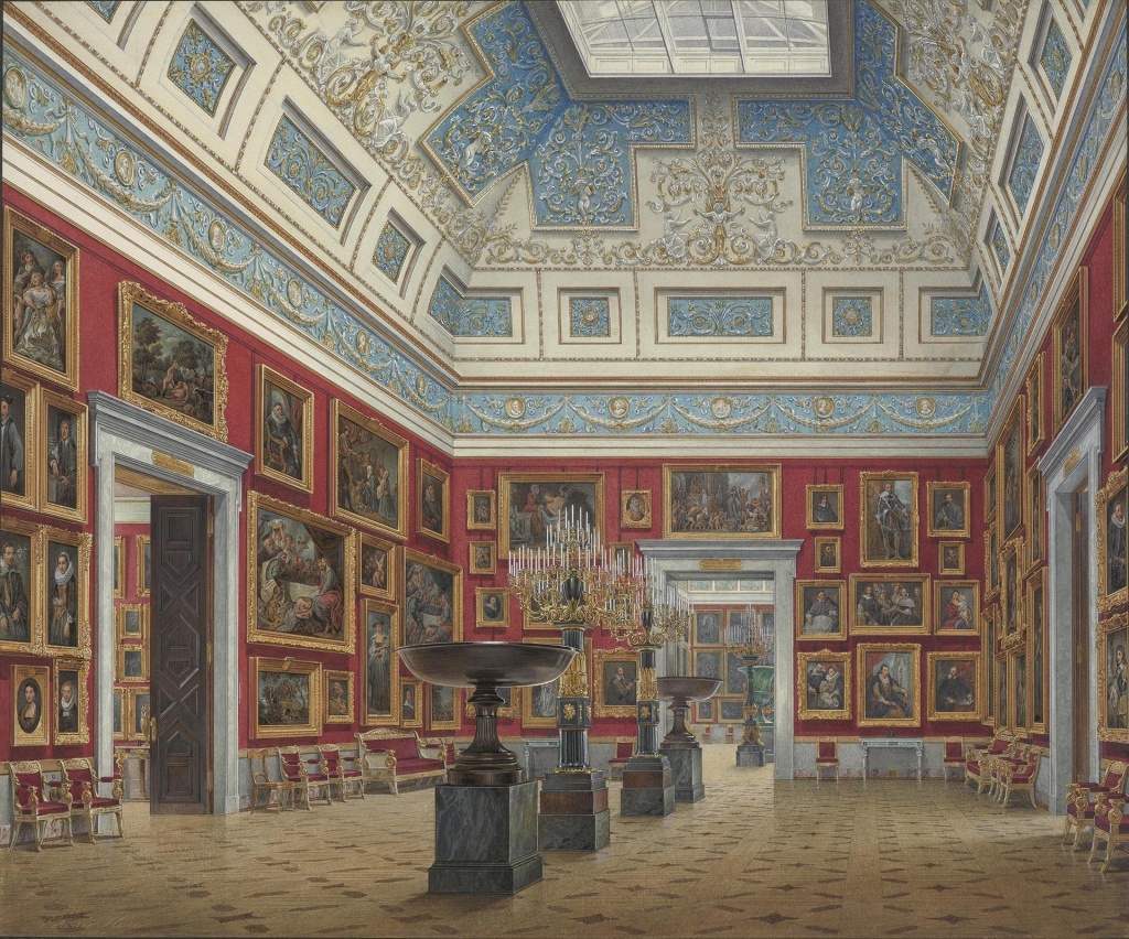 Эдуард Гау. «Внутренний вид зала фламандской школы в Эрмитаже». (1854 г.) Правообладатель: пресс-служба Государственного Эрмитажа.