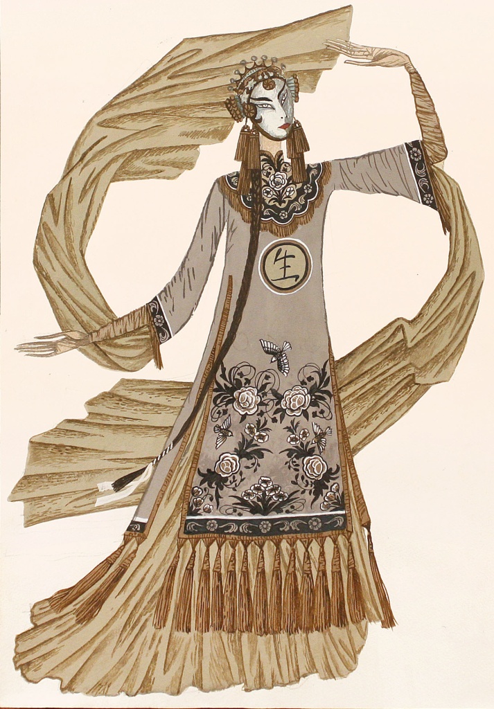 Художник Владимир Ильич Фирер. Эскиз костюма Соловья к опере «Соловей» Игоря Стравинского. Россия, Санкт-Петербург, 1995. Мариинский театр. Фото: пресс-служба музея театрального и музыкального искусства. 