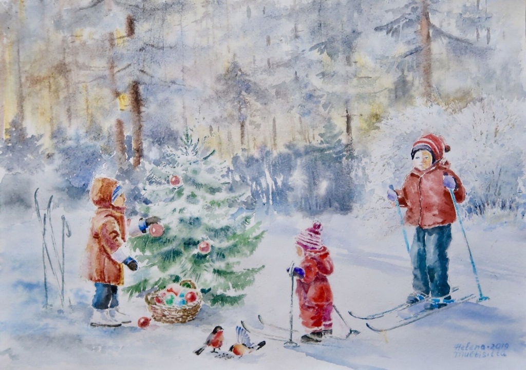 Елена Мултисилта «Наряжаем елочку в лесу». (2019). Фото: пресс-служба СПБ СХ.