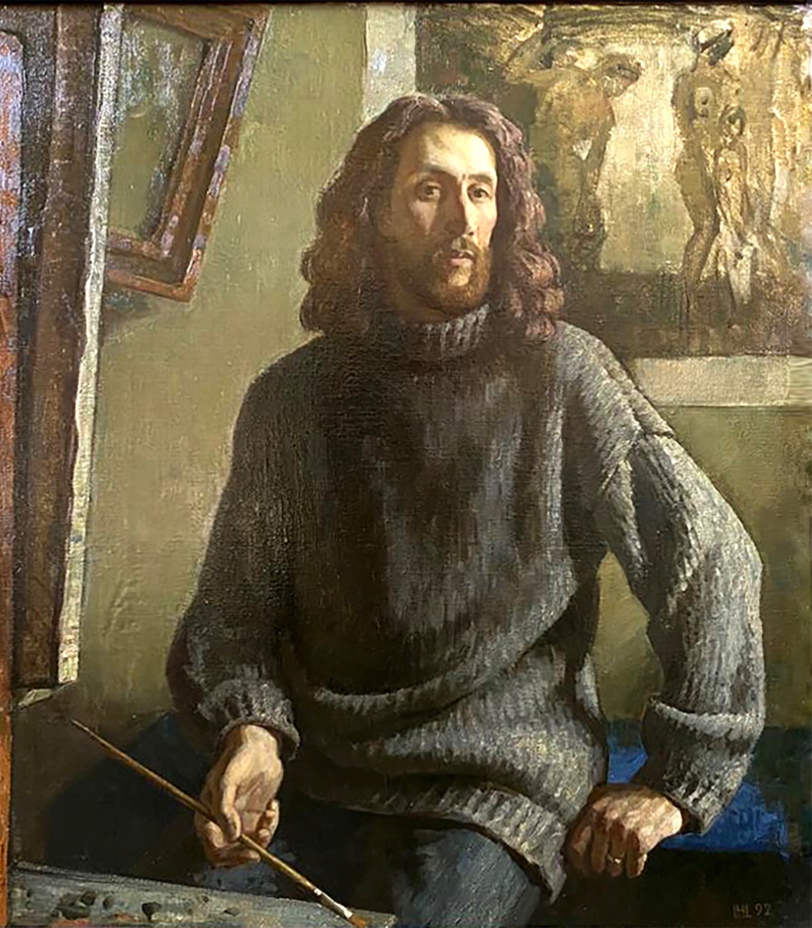 Никита Цыцин. Автопортрет в 40 лет. 2002 г. Фото: пресс-служба РТОО «СПбСХ». Никита Цыцин. Автопортрет в 40 лет. 90х85. 2002. Анна Терещенкова. Автопортрет. 38х28. 2023. Фото: пресс-служба РТОО «СПбСХ».