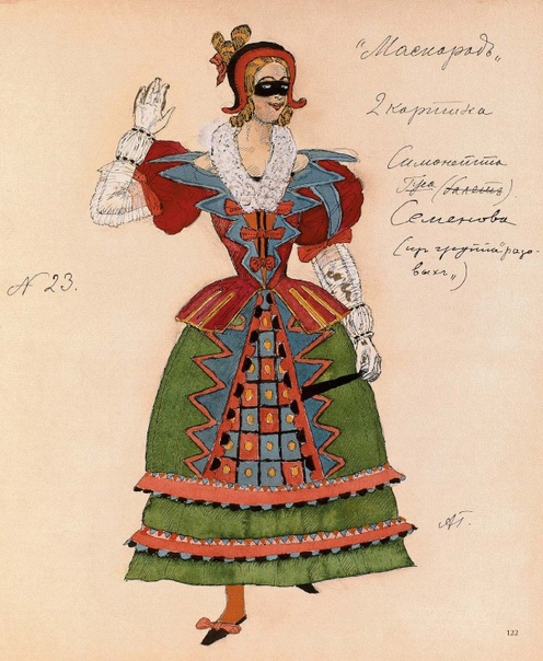 Александр Головин. Эскиз женского костюма для Симонетты (1917 г.). Фото: музей имени А. А. Бахрушина, bakhrushinmuseum.ru.