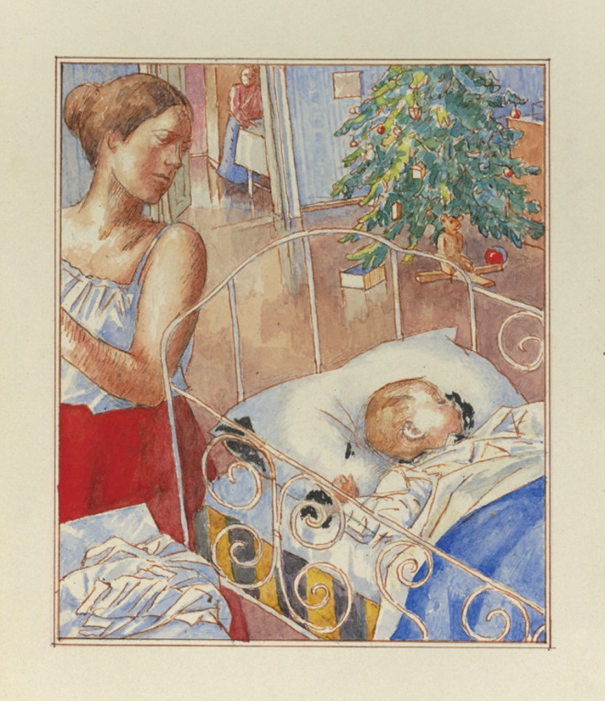 Спящий ребенок. Эскиз илл. к книге «Дитя», 1927