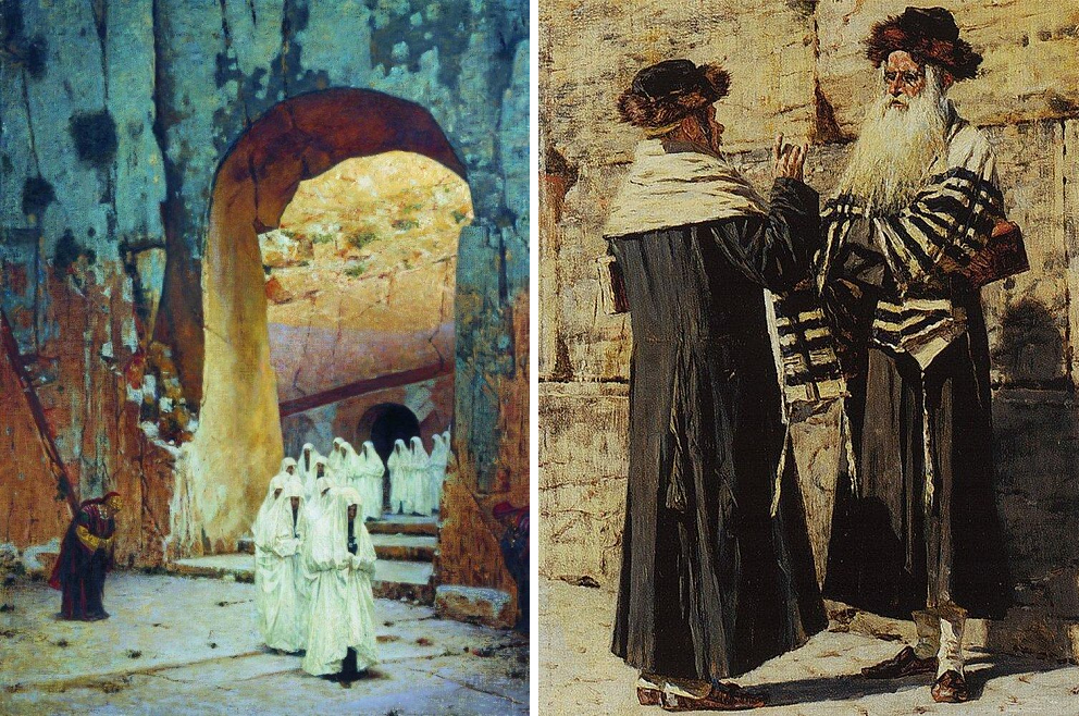 Слева: В Иерусалиме. Царские гробницы. Правообладатель: Государственный Русский музей. Справа: Два еврея. Правообладатель: Государственная Третьяковская галерея.