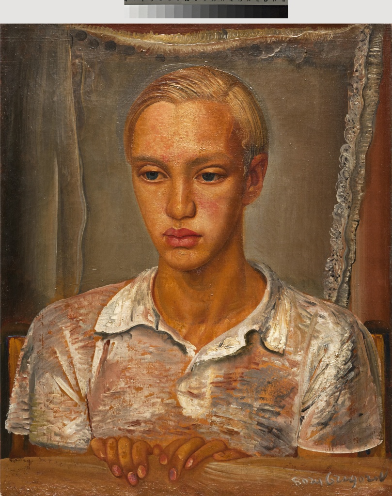 Борис Григорьев. Портрет сына художника Кирилла. Григорьев. Портрет сына художника Кирилла. Х.М. 60,5х50 см.