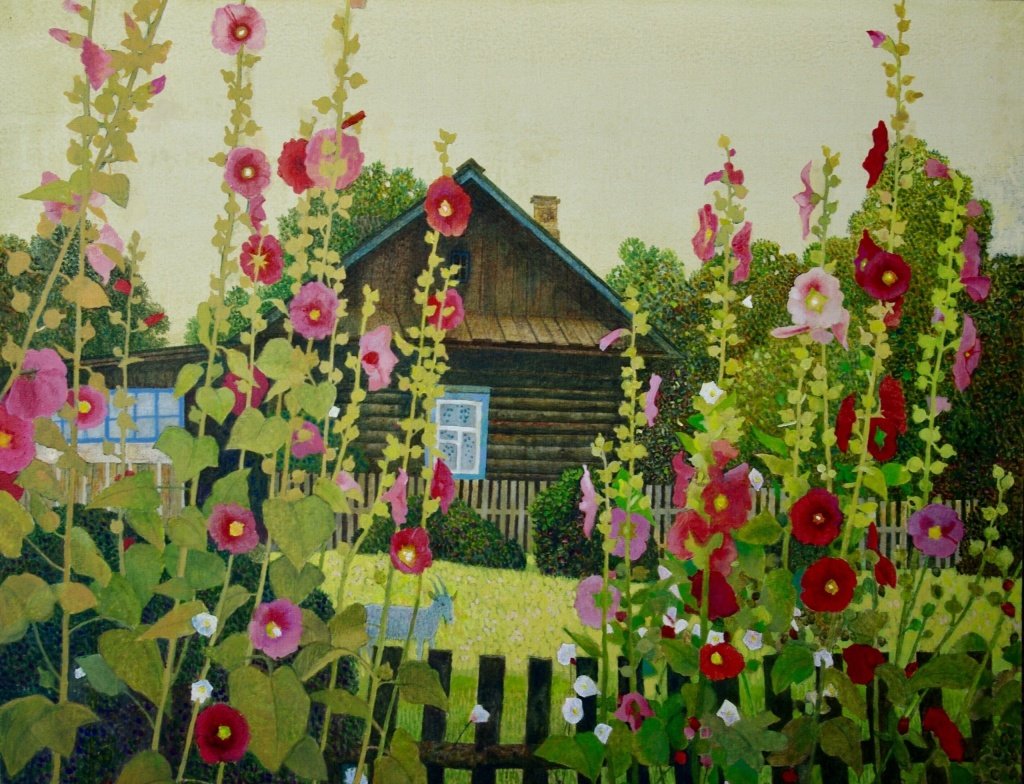 Александр Лихачёв. «Мальвы». Холст, акрилы, 70см х 90см, 2019г. Александр Лихачёв. «Мальвы». Холст, акрилы, 70см х 90см, 2019г.