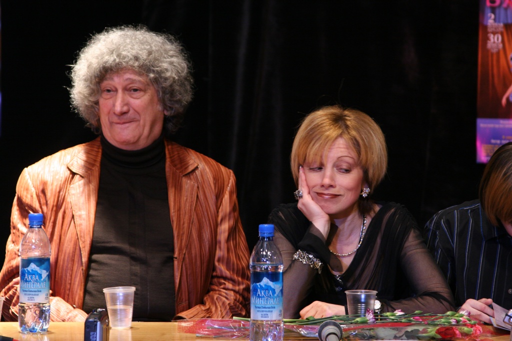 Ирина Брондз, Юрий Энтин. Пресс-конференция к премьере мюзикла "Приключения Буратино" (апрель 2006 года). Фото из архива театра "Карамболь". 