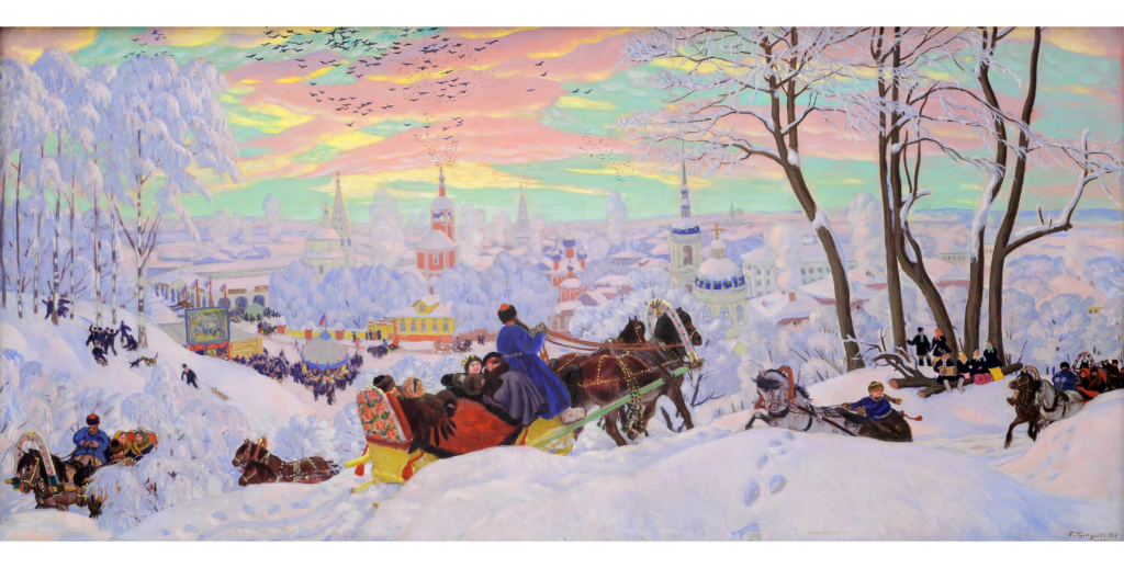 Борис Кустодиев «Масленица» (1916). Правообладатель: Государственный Русский музей, rusmuseumvrm.ru.