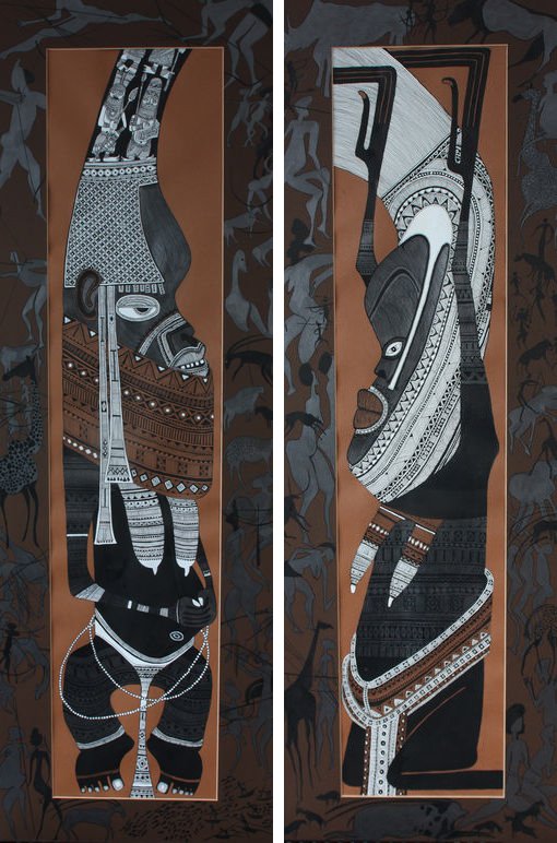 Автор: Ксения Лаврова. «Предки». Акрил, тушь, перо, графит, бумага, 2010