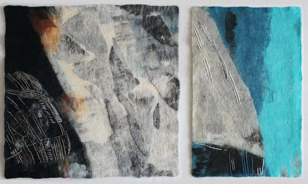  «Гора» диптих, войлок, войлоковаляние, вышивка, 180х110 см., 2013 г.