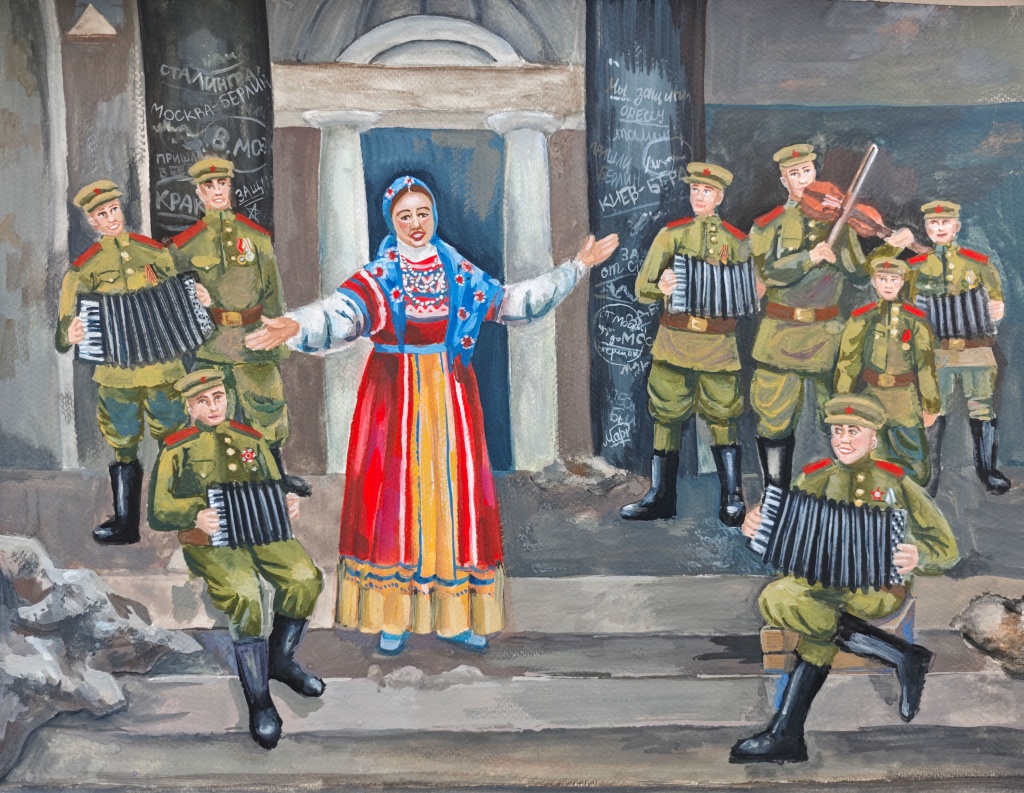 арта Сысоева «Выступление Лидии Руслановой на ступенях Рейхстага 2 мая 1945 года».