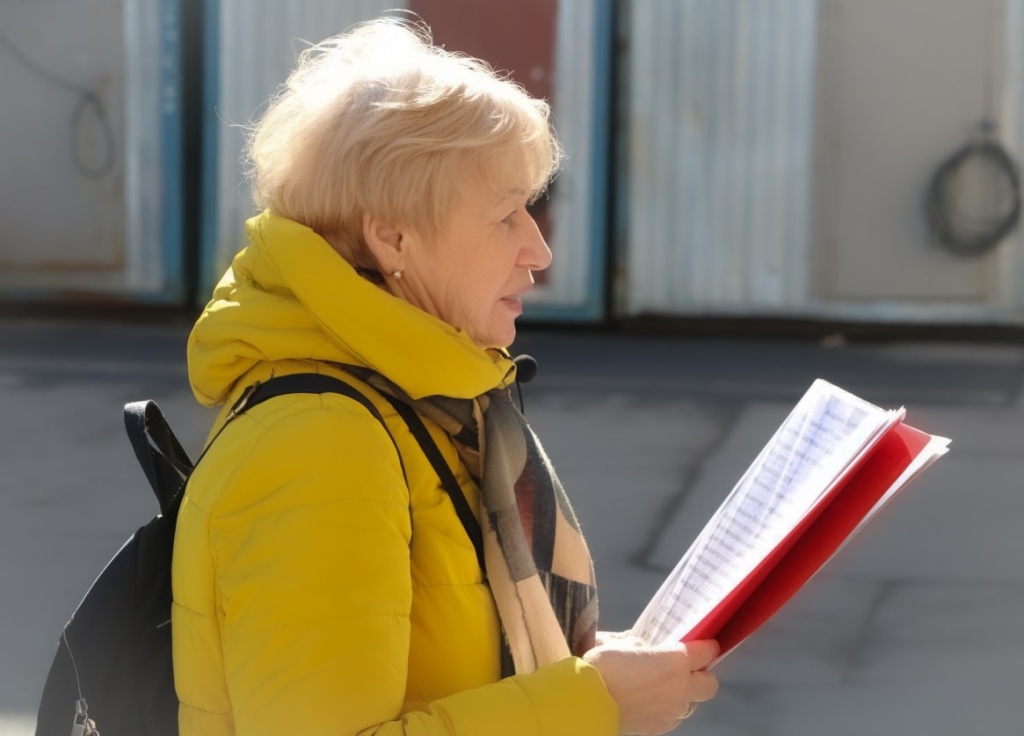 Галина Соловьёва ведёт экскурсию. Правообладатель фото: пресс-служба фонда «Добрый город Петербург».