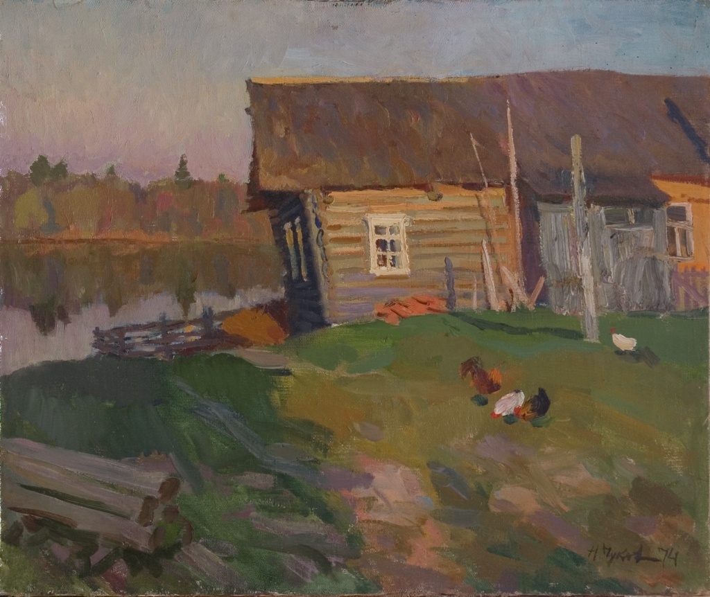 Куры. Автор: Николай Чуков. Фотография картины из личного архива автора.