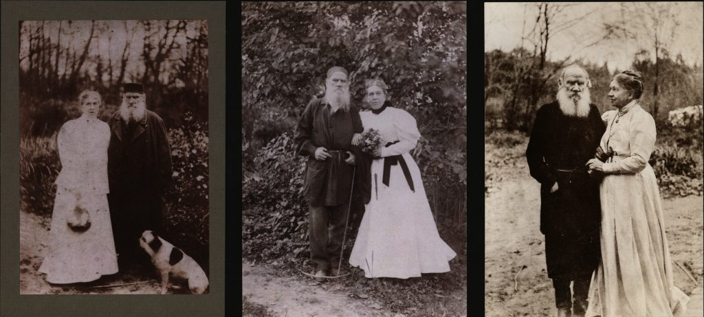 Автор: С.А. Толстая. Л.Н. Толстой с женой. 1896, 1905 и 1910 гг.. Ясная Поляна. Из фондов Института русской литературы (Пушкинского Дома) РАН / pushkinskijdom.ru