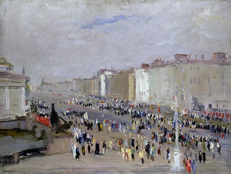В. В. Пакулин, «Невский в праздник 9 июля 1945 года». 1945. Правообладатель: ГРМ, rusmuseum.ru.