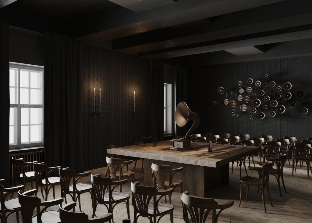 Рендер будущих интерьеров. 4 этаж. Фонотека. 